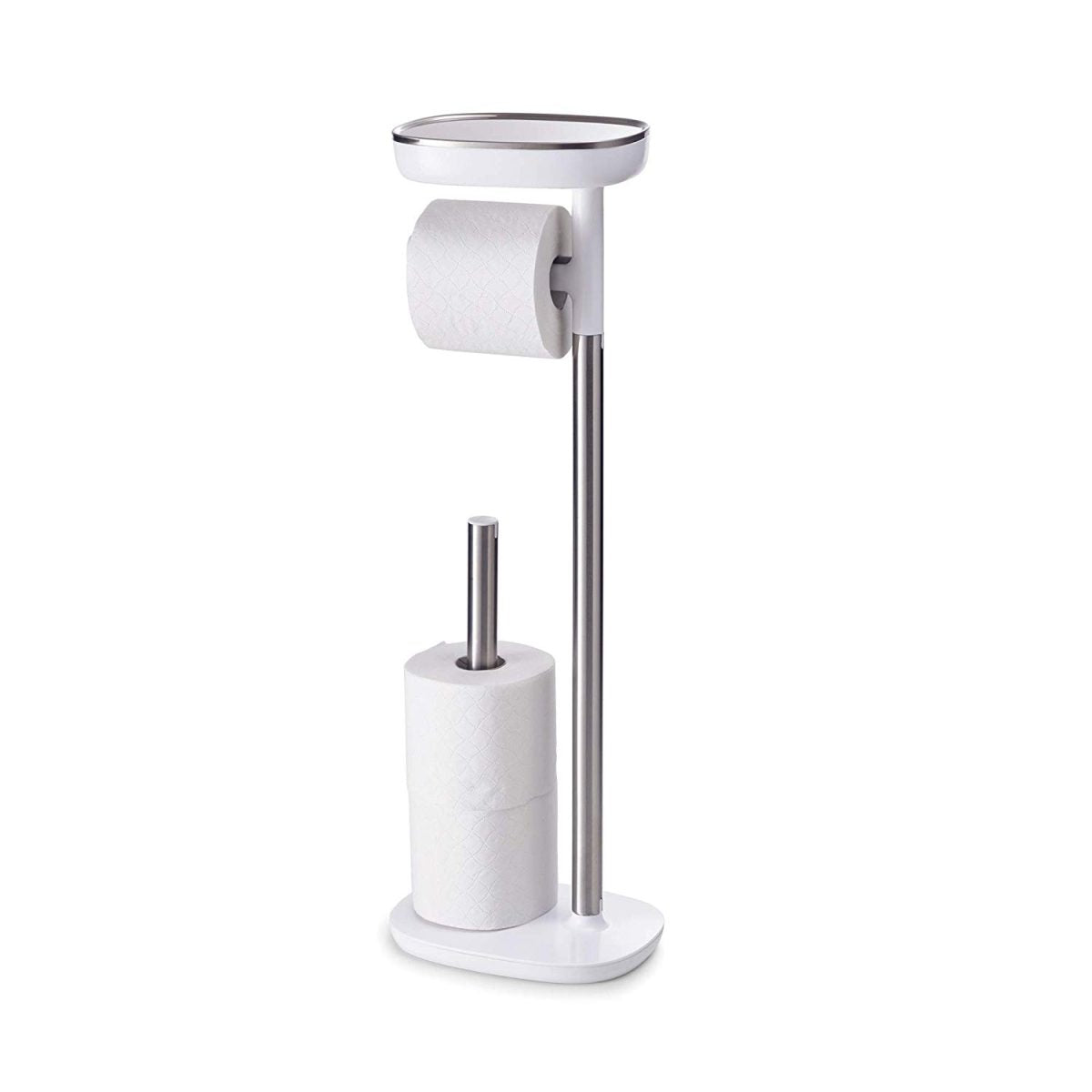 Joseph Joseph EasyStore Butler Toilet Paper Holder Stand and Spare Roll Storage with Shelf and Drawer, Stainless Steel - Medaid International