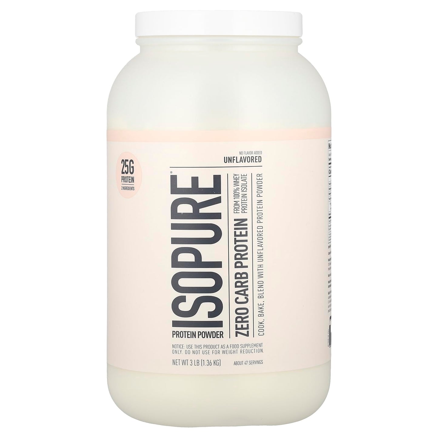 Isopure Protein Powder, Whey Protein Isolate Powder, 25g Protein, Zero Carb & Keto Friendly, No Added Colors/Flavors/Sweeteners, Flavor: Unflavored 3 Pound (Packaging May Vary) - Medaid International