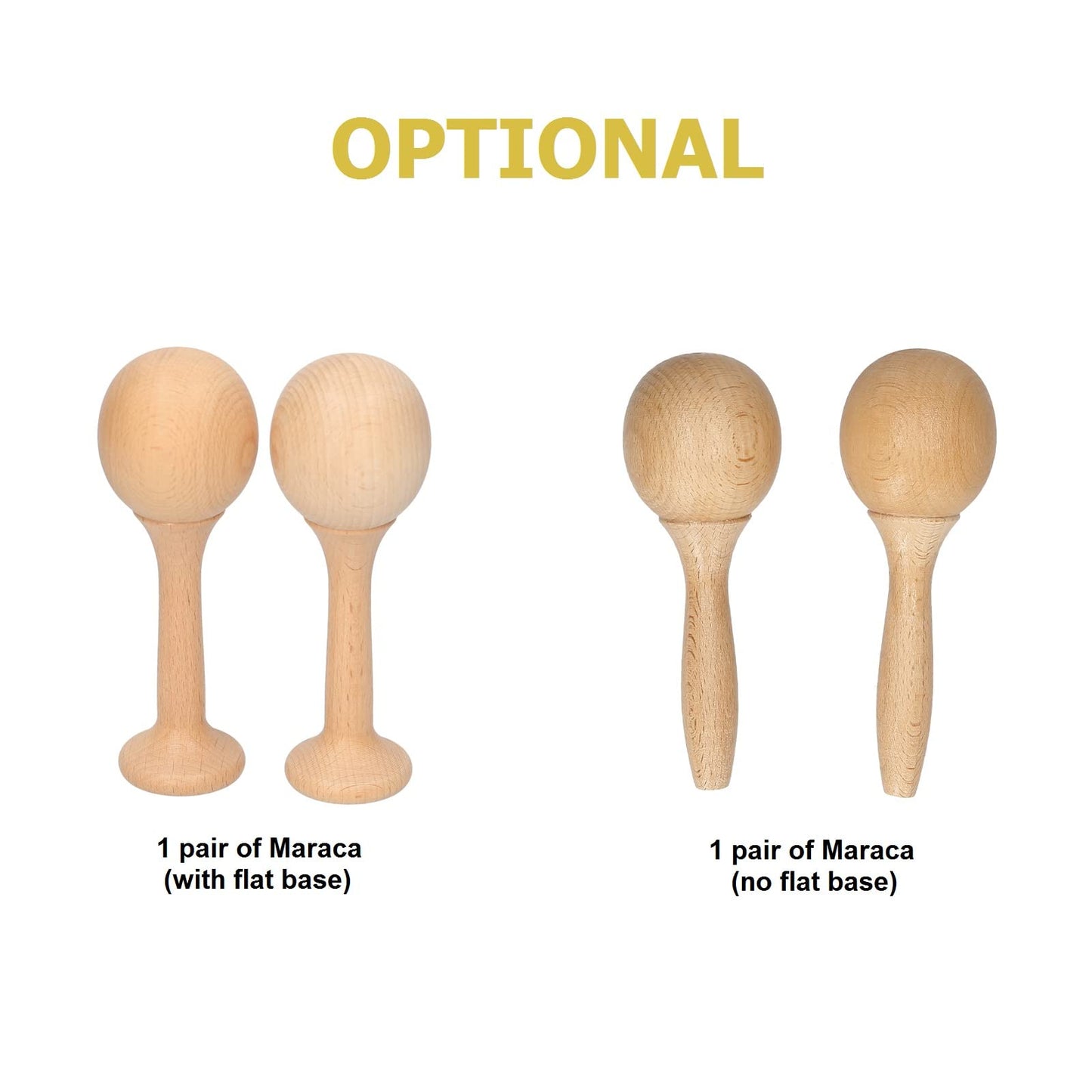 Beech Wood Maraca Pair Rumba Shaker Rattles Percussion Instrument for Kids Children Musical Durable Smooth Comfortable Lightweight Easy to Hold Play Party Festival Classroom Event - Medaid International
