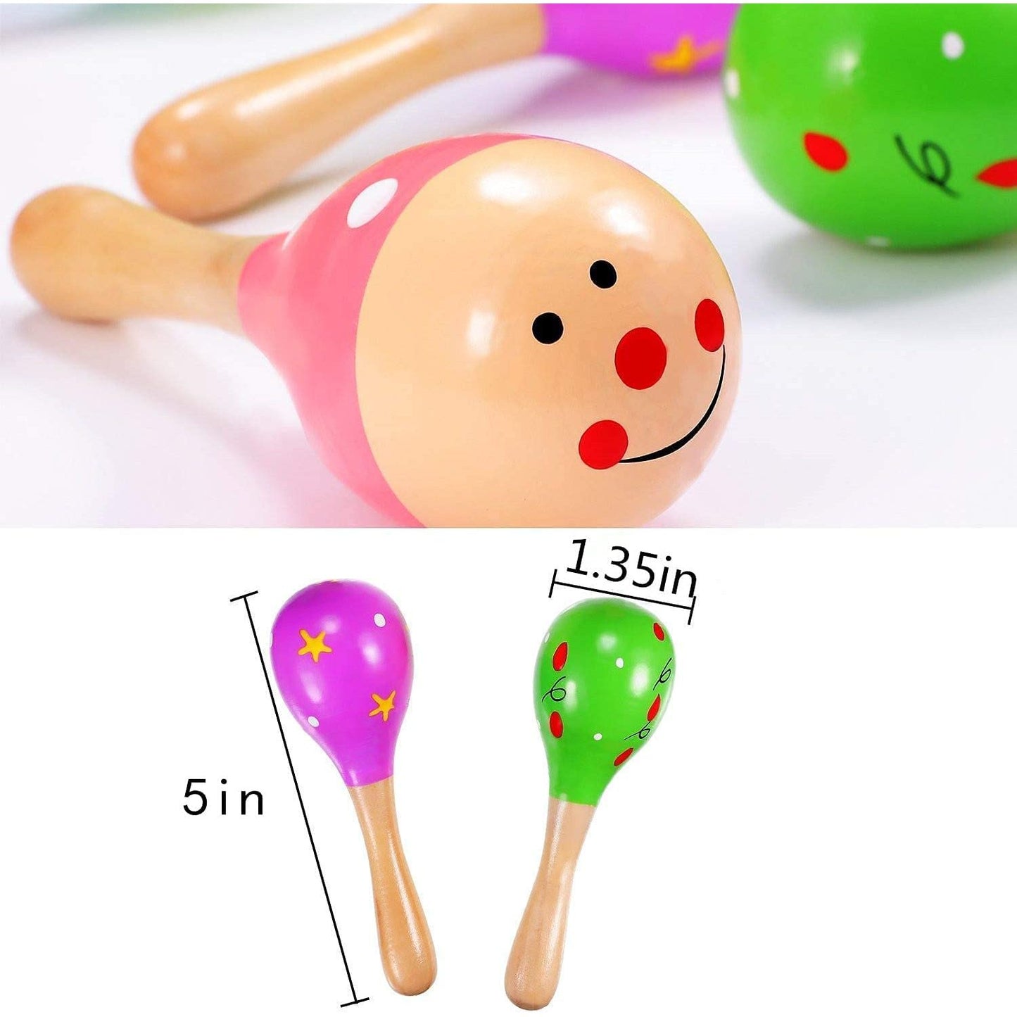 Sansheng 6 PCS Mini Fiesta Wooden Maracas Toys, Wooden Maracas Festival Painting, Wooden Carnival Maracas (Random Colors) - Medaid International