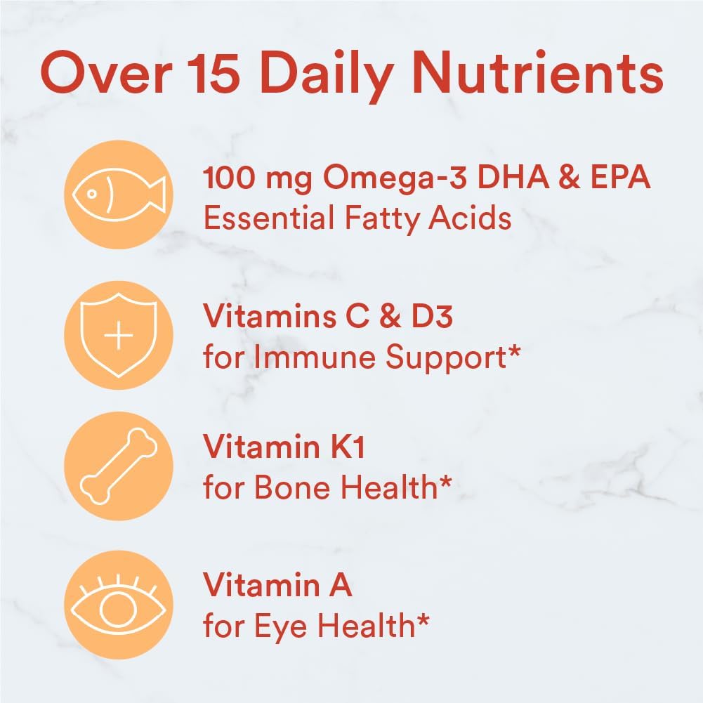 SmartyPants Kids Multivitamin Gummies: Omega 3 Fish Oil (EPA/DHA), Vitamin D3, C, Vitamin B12, B6, Vitamin A, K & Zinc - 120 Count (30 Day Supply) - Medaid