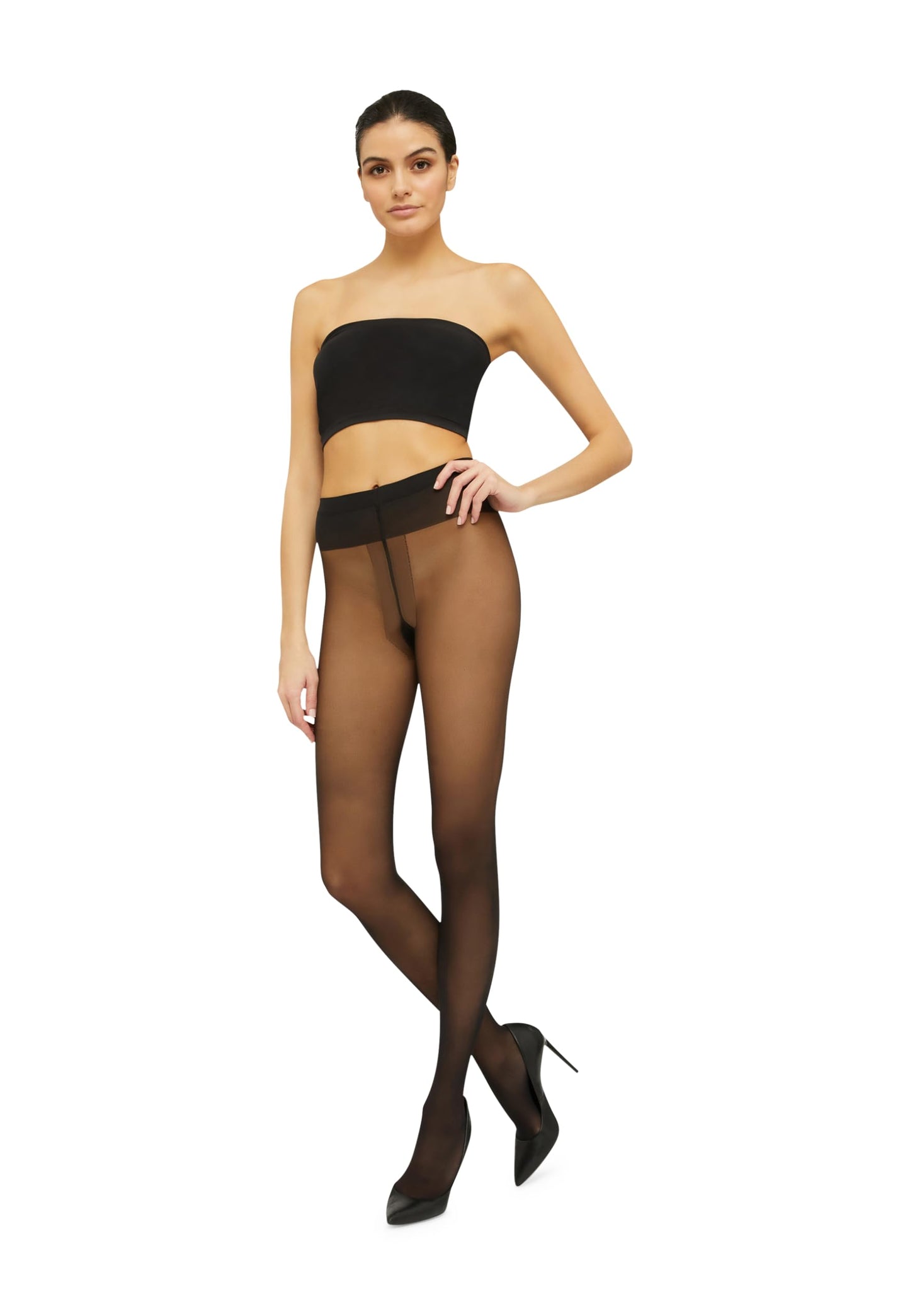 Wolford Individual 20 Denier Sheer Tights for Women Lightweight Matte Pantyhose with Reinforced Toe & Comfortable Waistband Black Black Medium - Medaid International