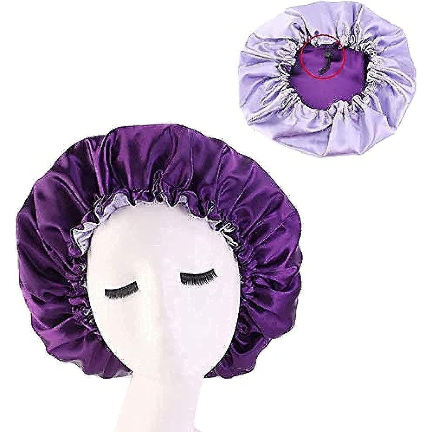 Women's Adjustable Reversible Satin Bonnet - Soft Double Sided Sleep Cap, Protects Natural Hair, Assorted Colors (Black) - Medaid International