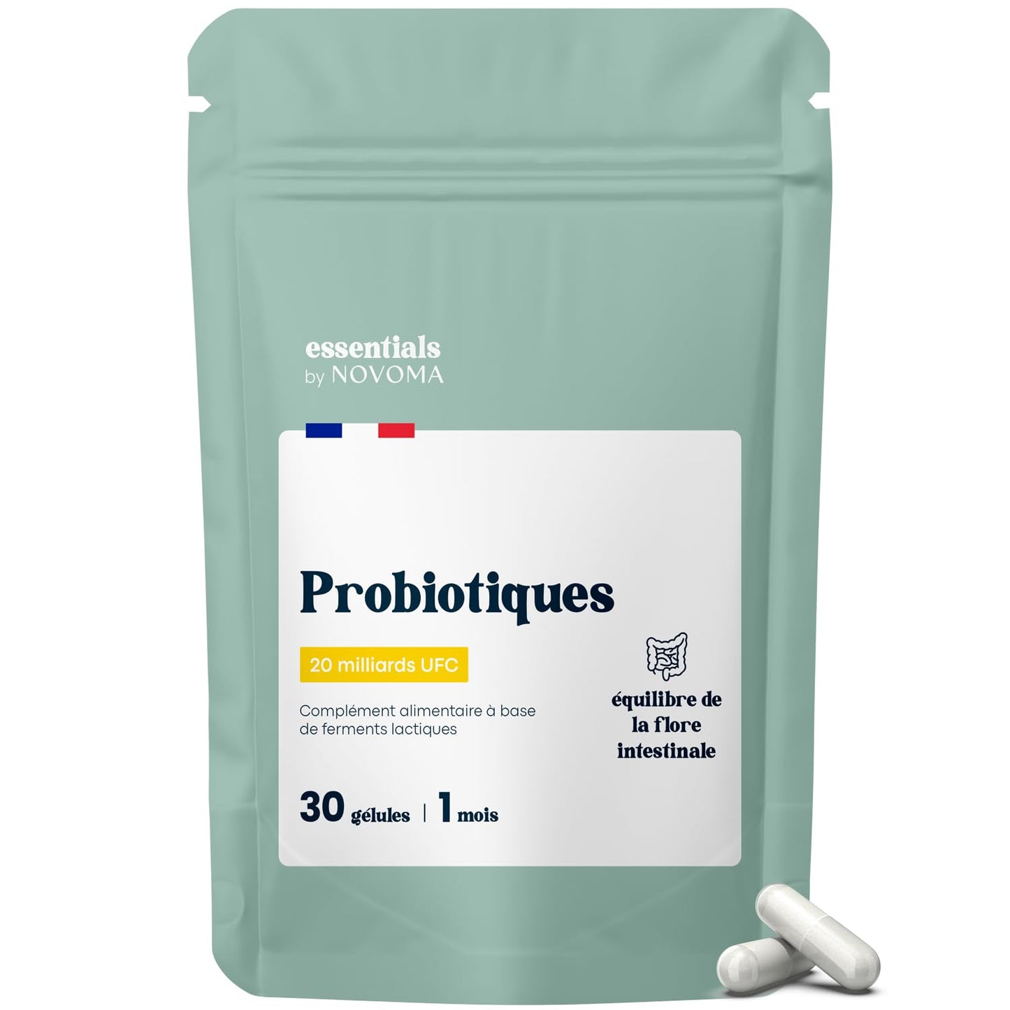 Probiotique Flore Intestinale, 20 Milliards UFC/Jour, Probiotiques Lactobacillus Gasseri + Rhamnosus + Bifidobacterium, Équilibre du Microbiote, 30 Gélules Vegan, Fabriqué en France - Medaid International