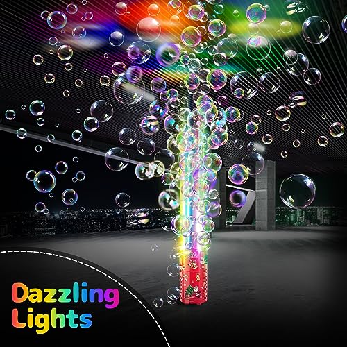 Ivtivfu - Fireworks Bubble Machine with Lights, 13 Holes, Closeable Sound, Perfect for Kids Parties