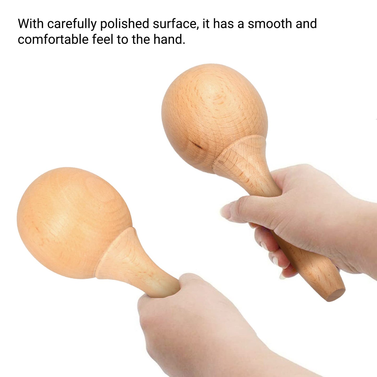 Beech Wood Maraca Pair Rumba Shaker Rattles Percussion Instrument for Kids Children Musical Durable Smooth Comfortable Lightweight Easy to Hold Play Party Festival Classroom Event - Medaid International