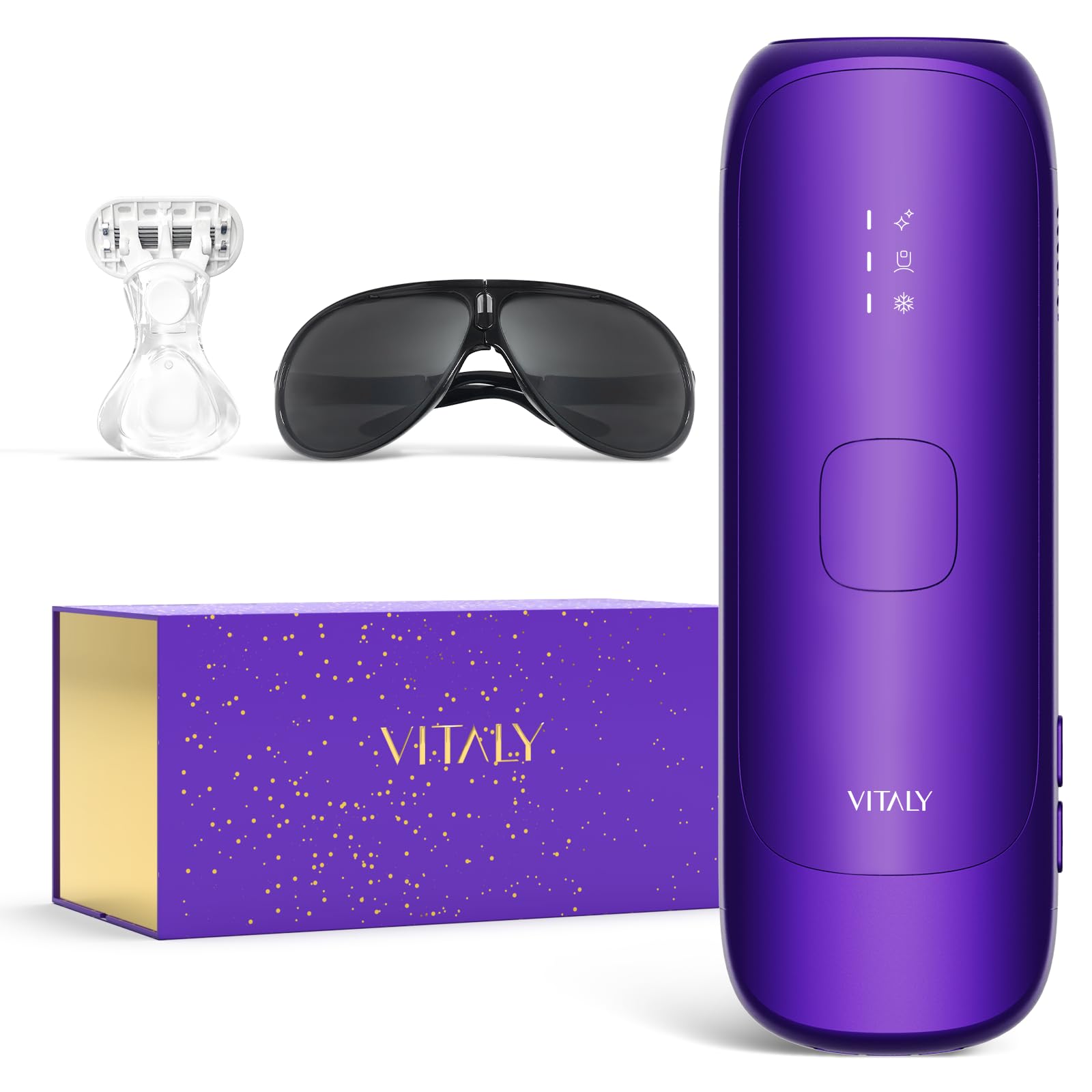 IPL Laser Hair Removal Device For Women: Permanent Hair Removal With Ice-Cooling Care Function, to 999,999 Flashes Nearly Painless & Long-Lasting Results For Fast Full Body, Holiday Gifts Purple - Medaid International