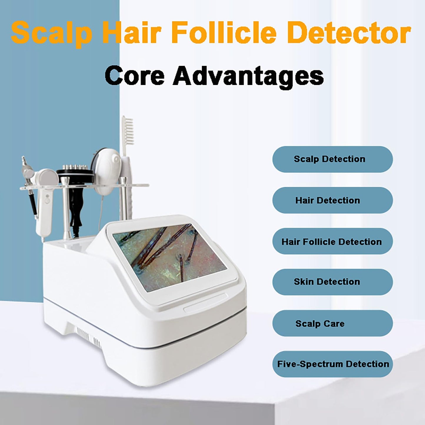 WGFXYBFY 5 in 1 Scalp Skin Hair Follicle Scalp Detector, Multifunction Hair Care Machine Hair Analyzer, 70X 200X Lens Scalp Health Detection for Home Salon Beauty Salon - Medaid International