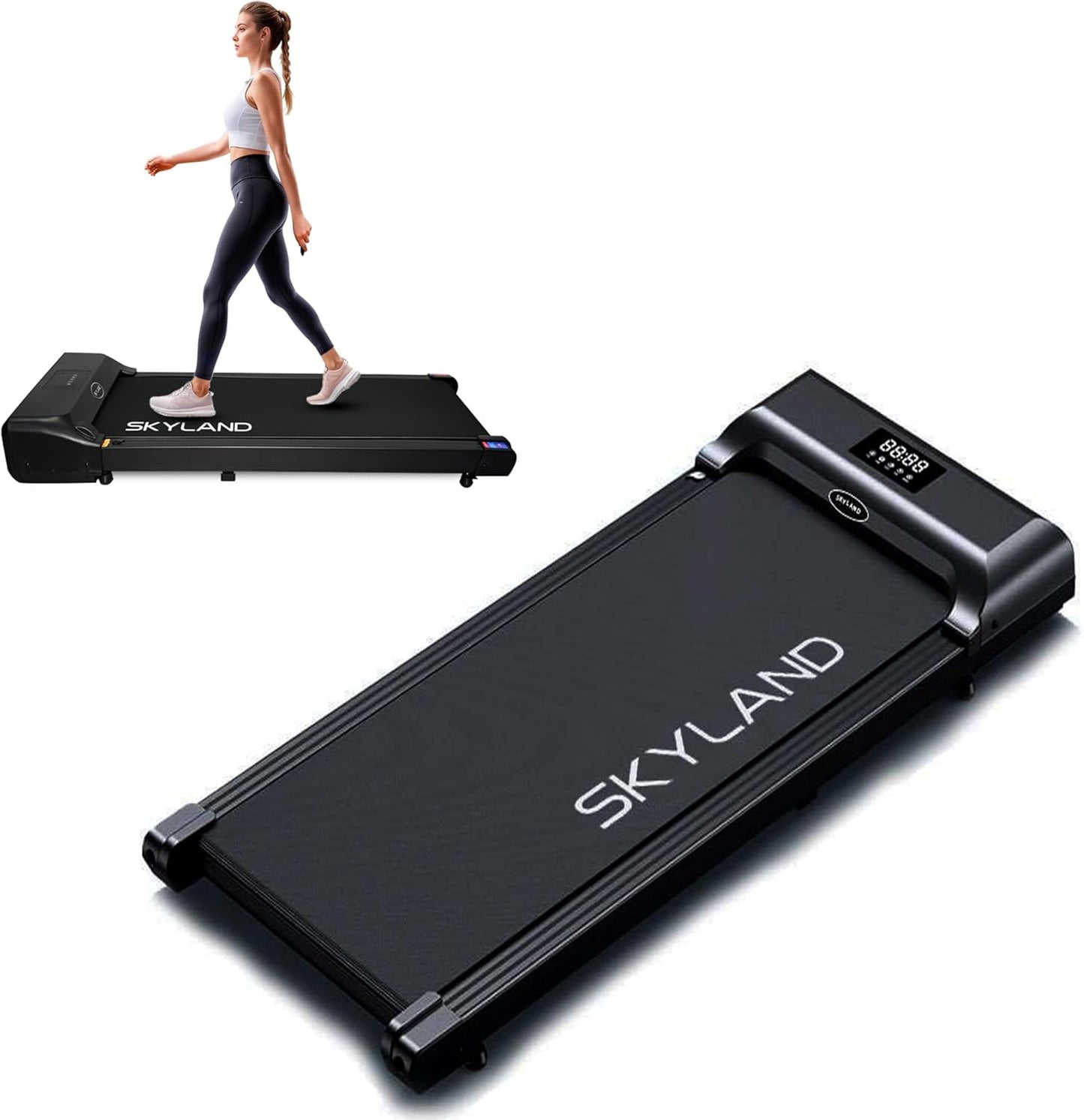 SKY LAND Compact Walking Pad Treadmills for Home & Office | Ultra Slim, Portable, Bluetooth, Remote Control, LED Display, Quiet Running Machines - Medaid
