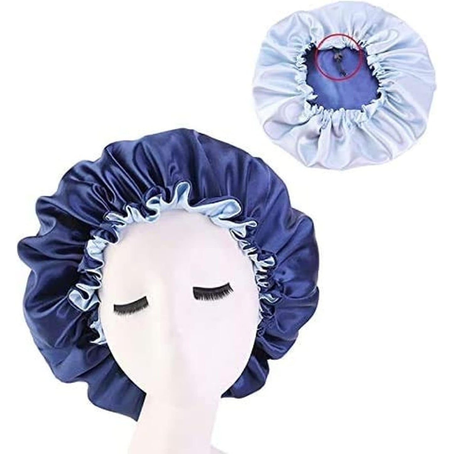 Women's Adjustable Reversible Satin Bonnet - Soft Double Sided Sleep Cap, Protects Natural Hair, Assorted Colors (Black) - Medaid International