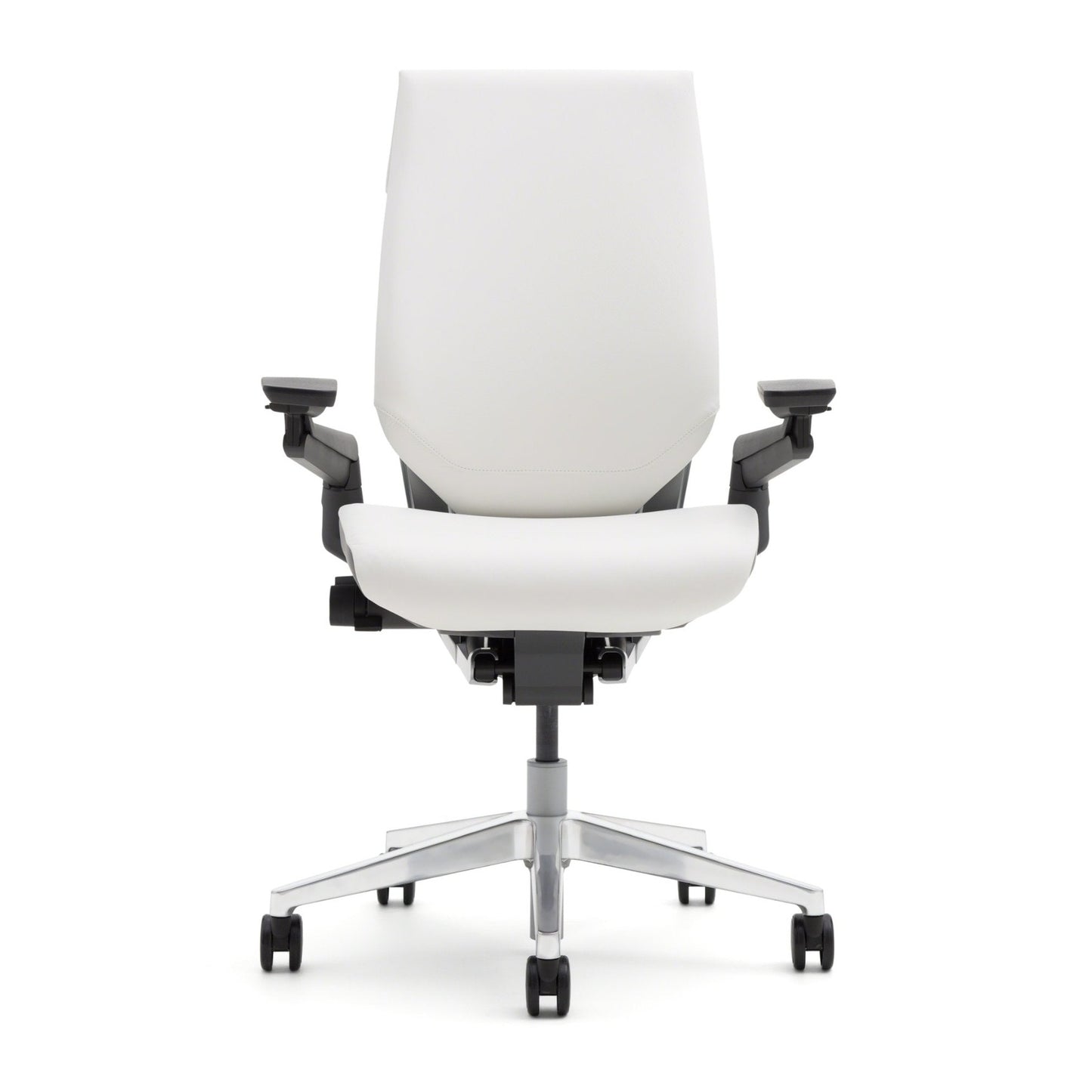 Steelcase Gesture Office Chair - Buzz2 Black Upholstered Wrapped Back Platinum Metallic Frame Medium Seat Merle Seat/Back/Arms (Dark/Light) Hard Floor Caster Wheels - Medaid International