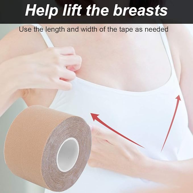 Boob tape (5 meters) - Archuu Elastic Waterproof Adhesive Nipple Paste Cover Breast Lift Tape Push-up Bra Inserts Pad (5mx6cm) - Medaid International