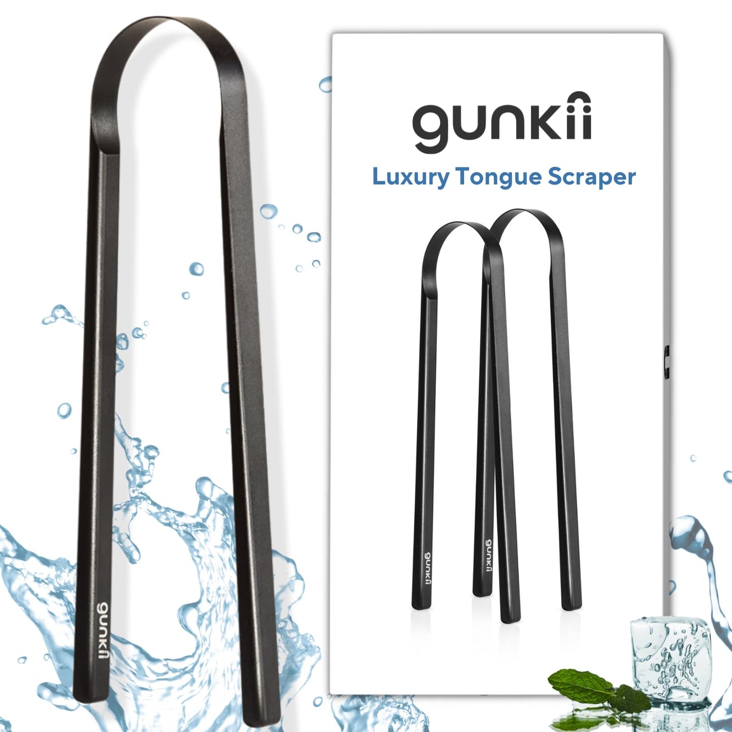 Tongue Scraper, Tongue Cleaner for Adults and Kids, Fights Bad Breath, Metal Tongue Scraper, Great for Oral Care, Oral Hygiene, Ayurveda Tongue Scraper, Hygiene Luxury Black Tongue Scraper. (1 Pack) - Medaid International