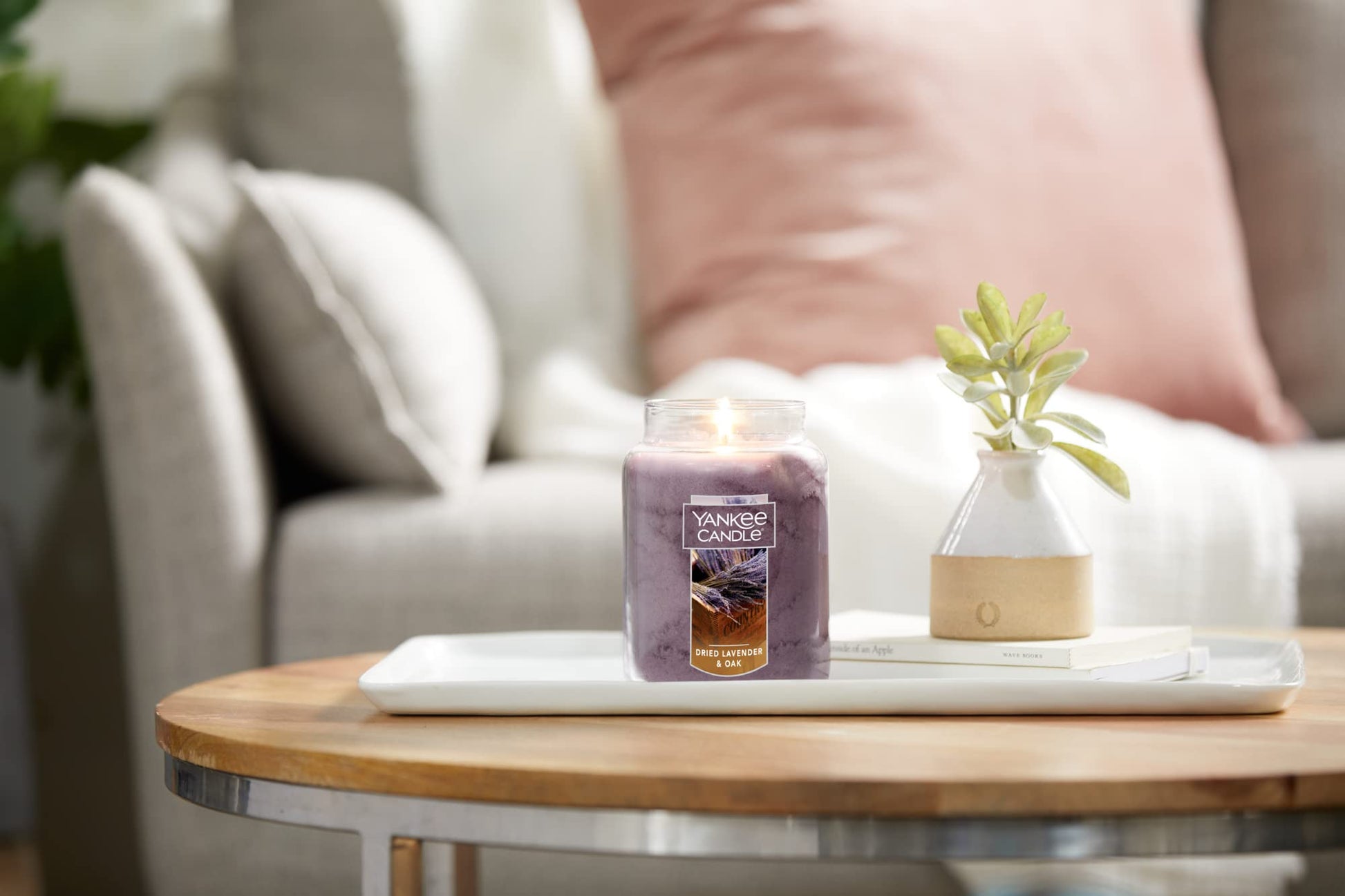 Yankee Candle Dried Lavender & Oak Scented Classic 22 Oz Large Jar Single Wick Aromatherapy Candle Over 110 Hours of Burn Time Ideal for Creating a Welcoming Home Perfect for Gifting - Medaid International