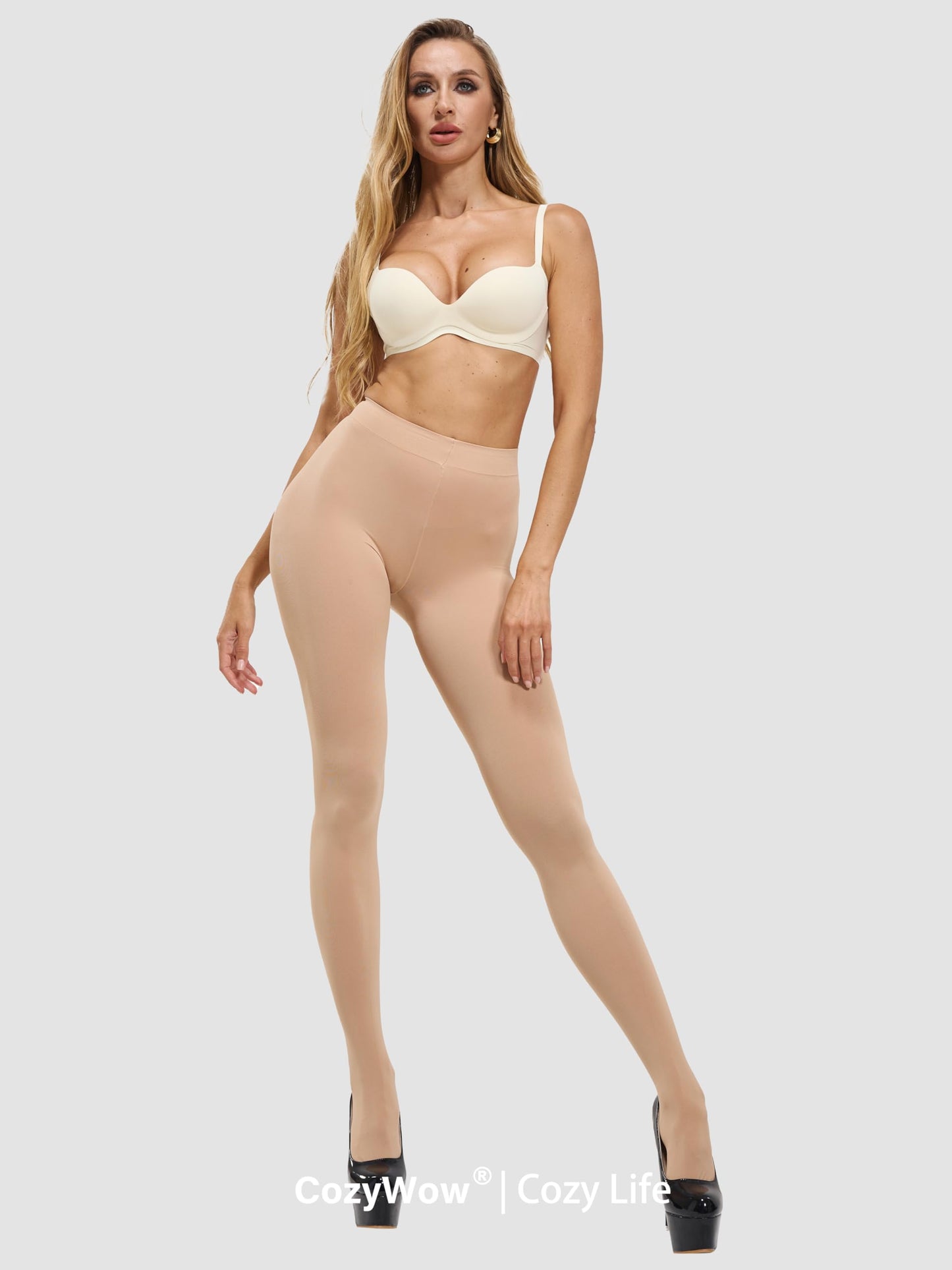 CozyWow Women's 80D Soft Opaque Tights, High Waist Solid Color Womens Tights with 30+ Colors(L-XL, Beige) - Medaid International