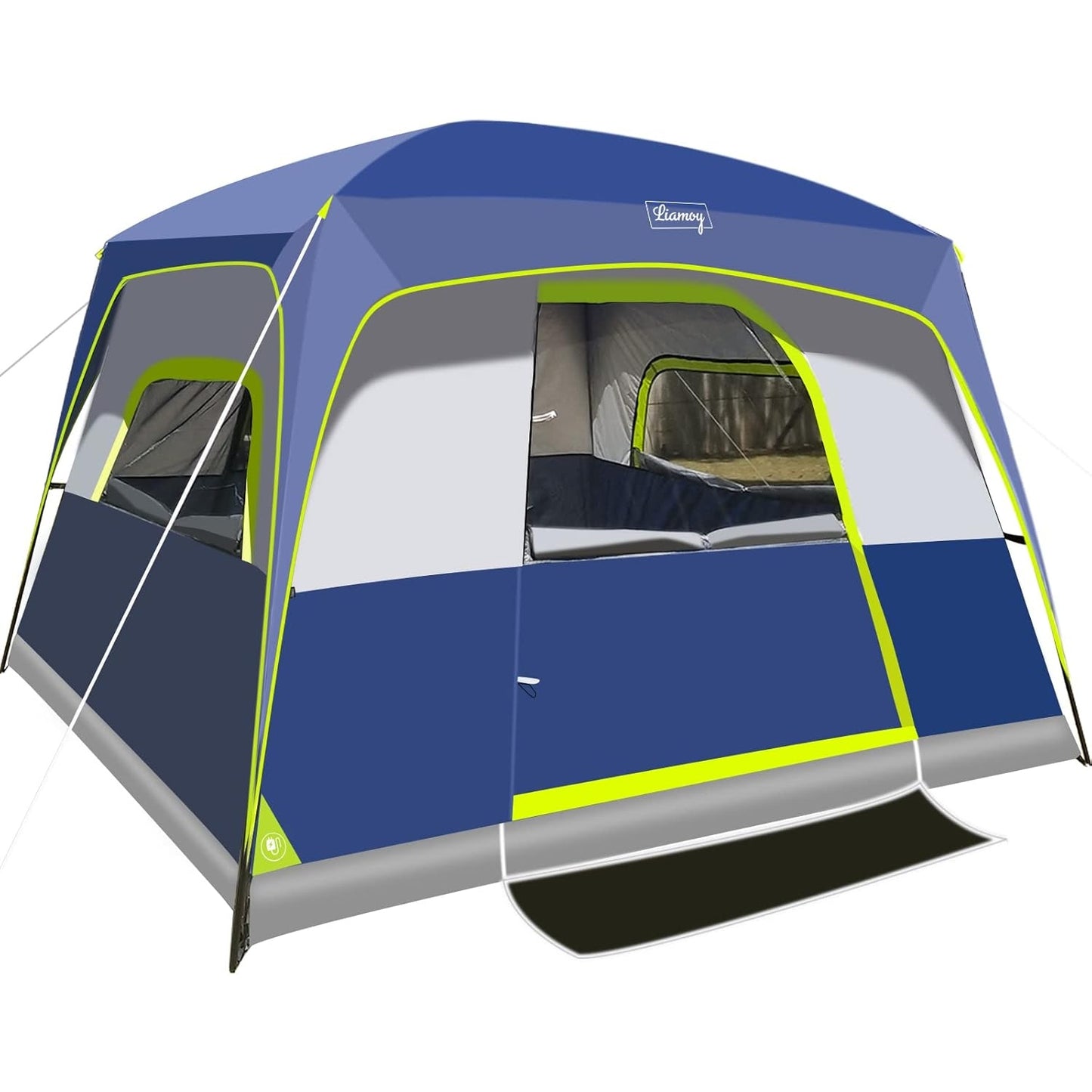 6-Person Tent/Instant for Camping Windproof Family 60 Seconds/Easy Setup Cabin Tent with Top Rainfly, Double Layer,4 Large Mesh Windows,2 Mesh Door,Provide 2 pcs Gate Mat Camping Tent-10'X9'X78''(H) - Medaid International