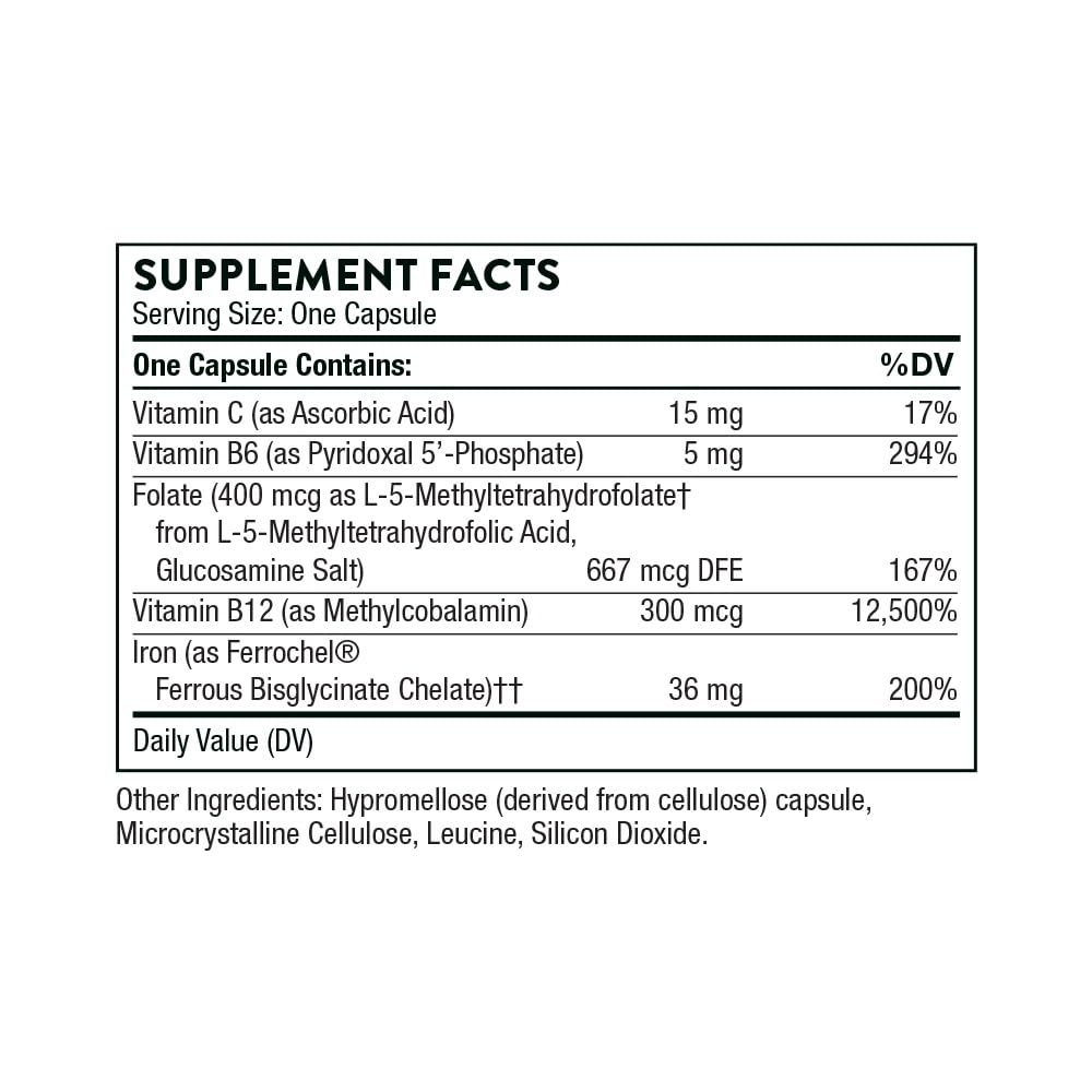 THORNE - Ferrasorb - 36 mg Iron with Essential Nutrients - Complete Blood Support Formula* - Elemental Iron, Folate, B and C Vitamins for Optimal Absorption - Gluten-Free - 60 Capsules - Medaid International