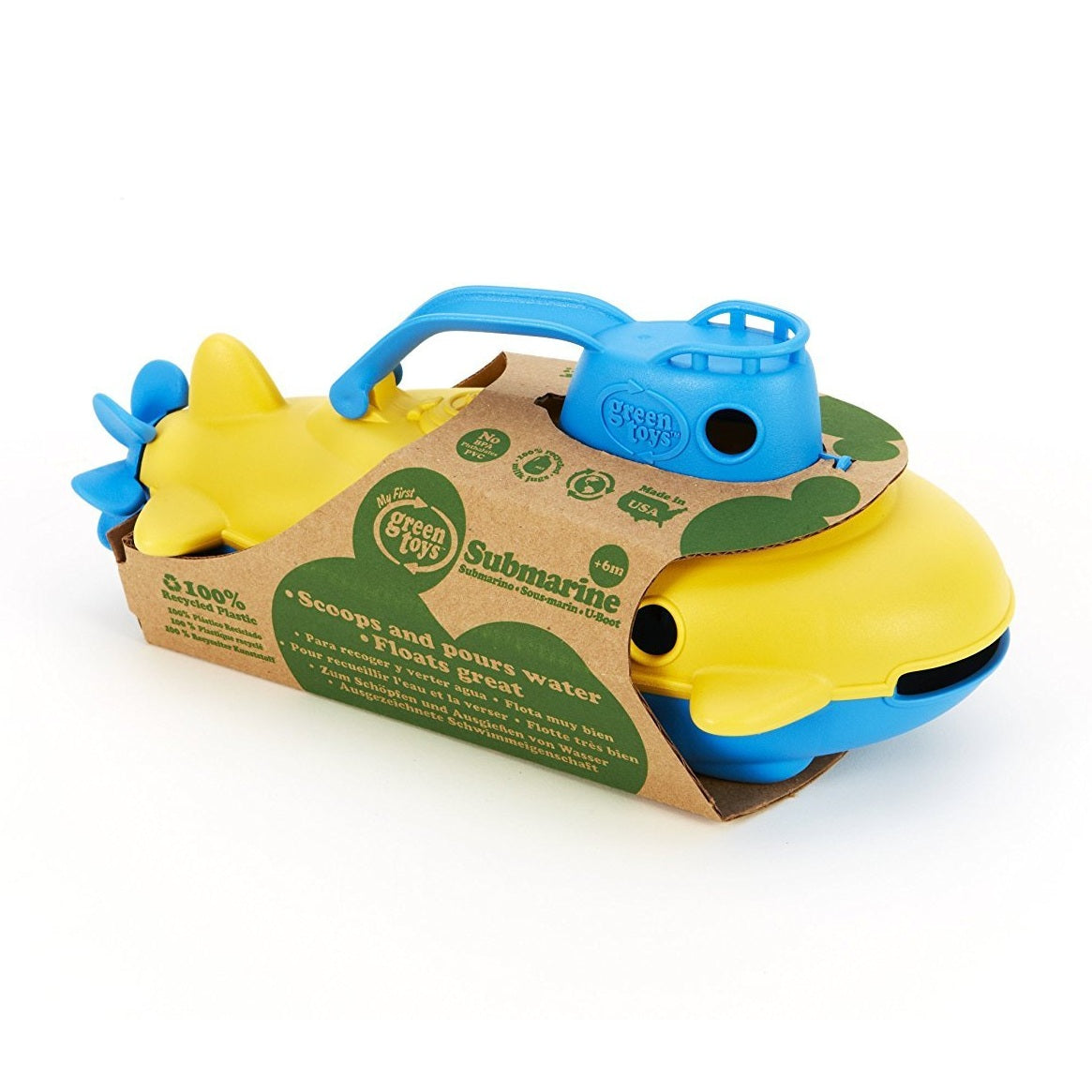 Green Toys Submarine - BPA, Phthalate Free Blue Watercraft with Spinning Rear Propeller Made from Recycled Materials. Safe Toys for Toddlers - Medaid International