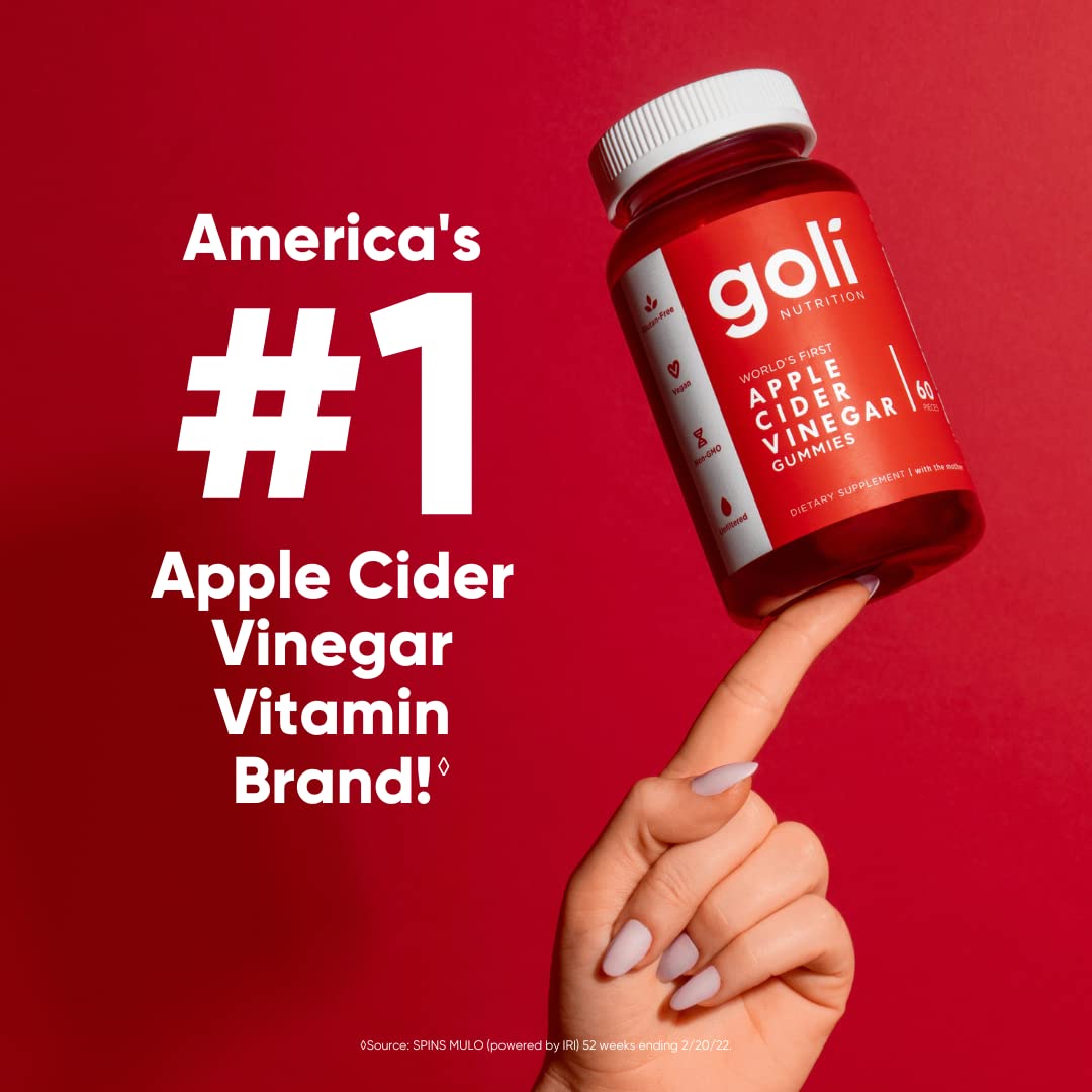 Goli Apple Cider Vinegar Gummy Vitamins - 60 Count - Vitamin B12, Gelatin-Free, Gluten-Free, Vegan & Non-GMO - Medaid International