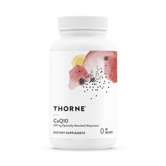 THORNE - CoQ10 (Formerly Q-Best 100) - 100mg Optimally Absorbed Ubiquinone - Gluten-Free Dietary Supplement Support for Heart Health & Brain Function* - 60 Gelcaps - Medaid International
