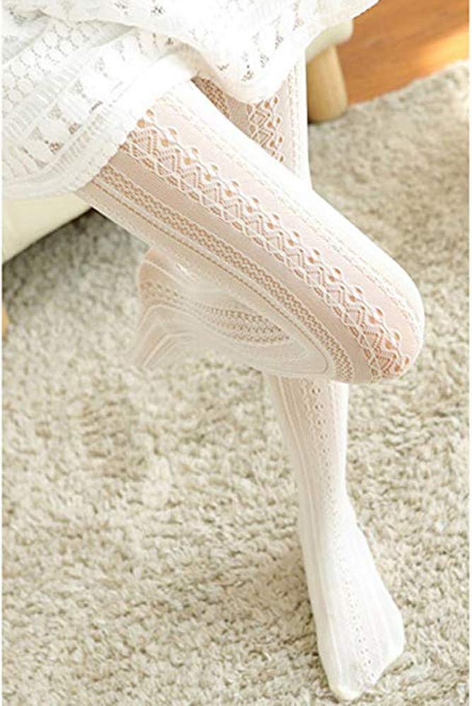 SurBepo Women Fishnet Hollow Out Knitted Patterned Thick Warm Stockings Tights Vertical Strips Pantyhose For Female(A-White,One Size) - Medaid International