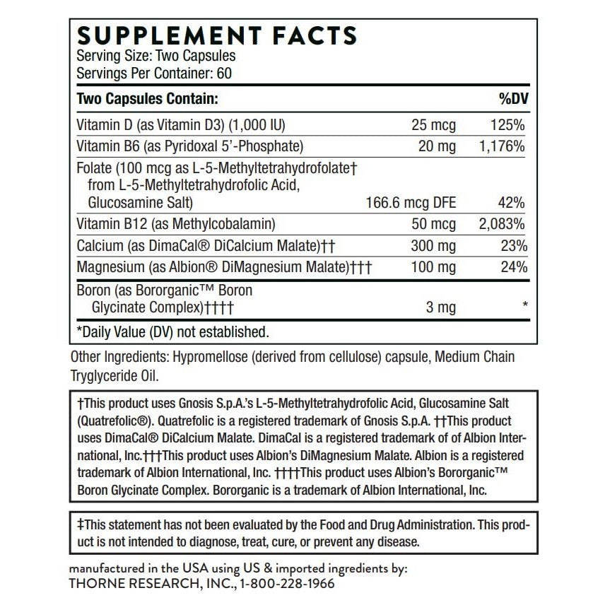 THORNE - Advanced Bone Support‡ - (Formerly Oscap) - Bone Health Supplement with Calcium and Vitamin D* - 120 Capsules - Medaid International