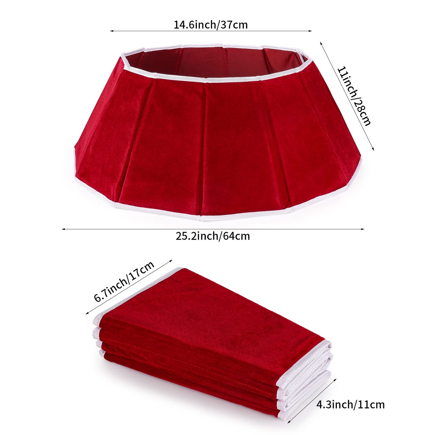 Christmas Tree Collar Red Velvet Folable Christmas Tree Ring Tree Skirt for Artificial Trees Base Stand Cover Christmas Tree Decoration - Medaid International
