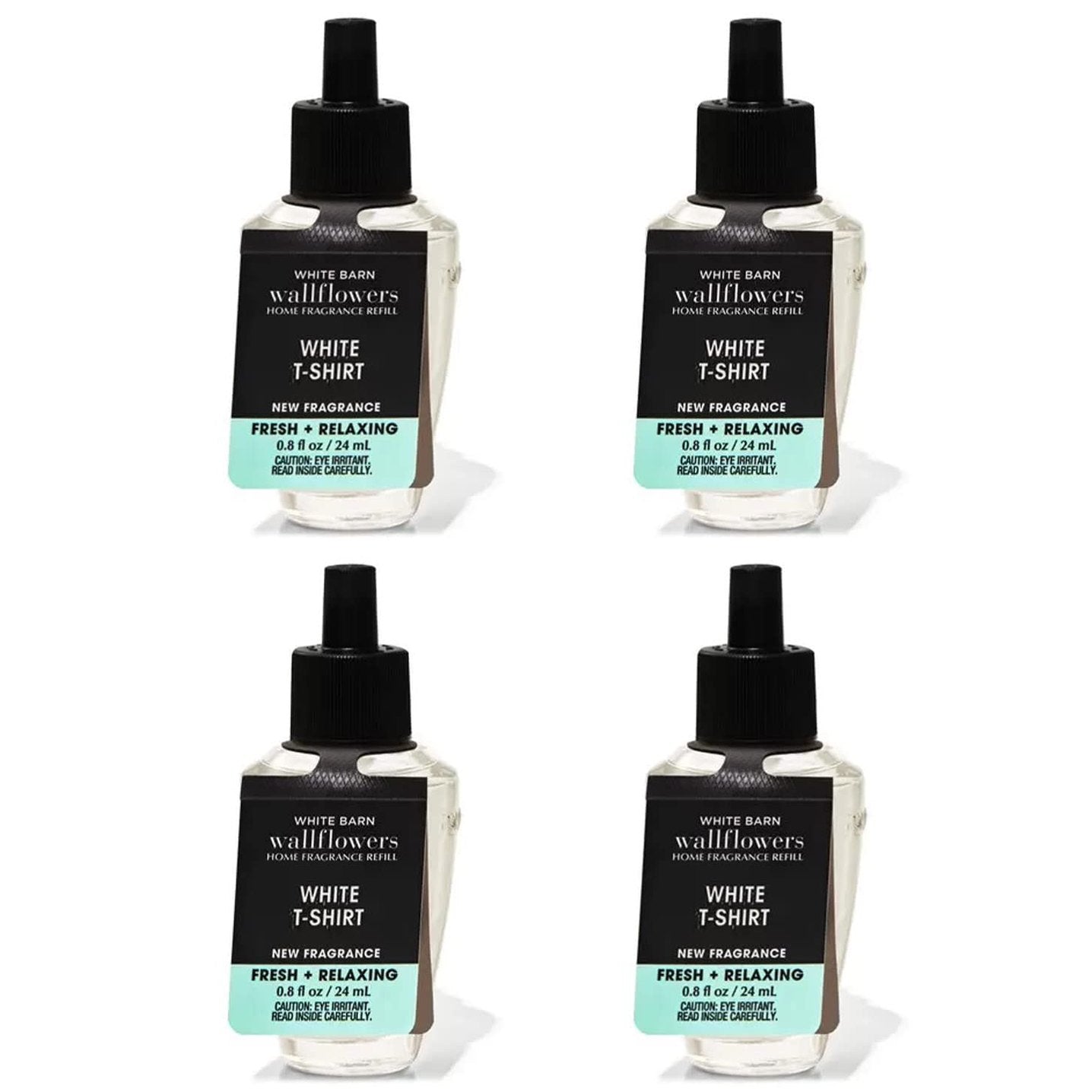 Bath & Body Works White T-Shirt WallFlowers Fragrance Refill 0.8 Oz 4 Pack (White T-Shirt) 3.2 Fl Oz - Medaid International