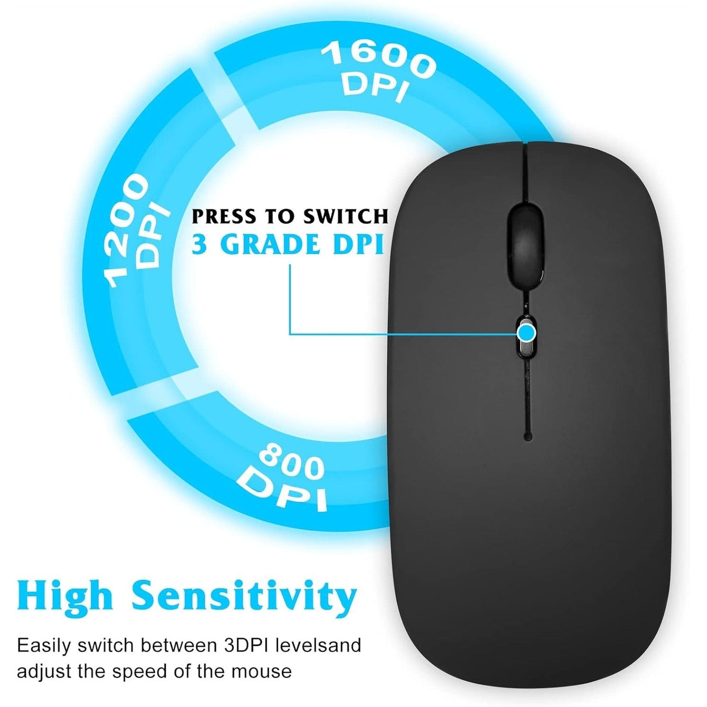 UrbanX - Rechargeable Bluetooth Wireless Mouse for Samsung Galaxy S22/S23/S24, Optical Tracking, Sleek Black Design