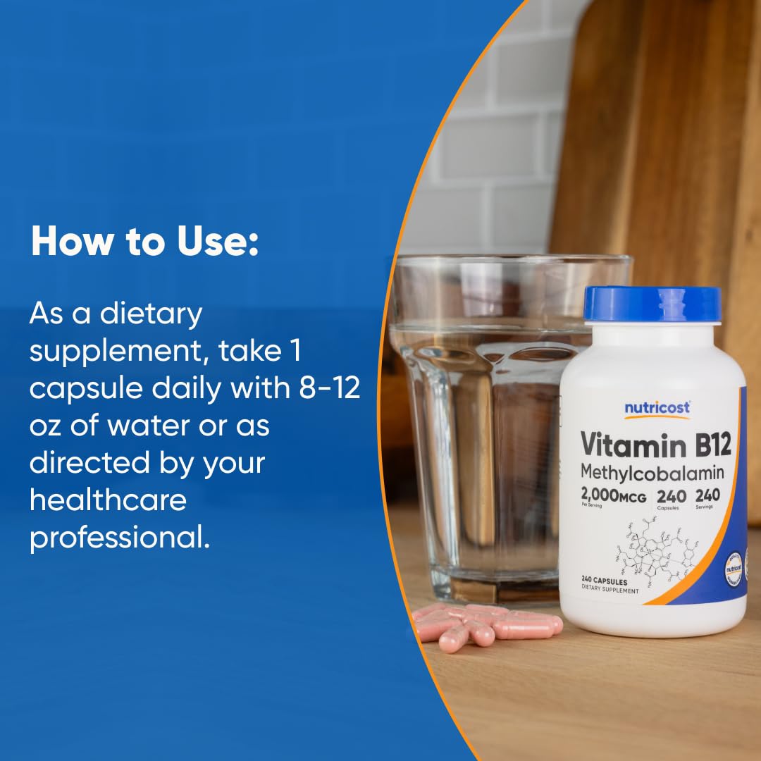 Nutricost Vitamin B12 (Methylcobalamin) 2000mcg, 240 Capsules - Vegetarian Caps, Non-GMO, Gluten Free B12 Supplement - Medaid International