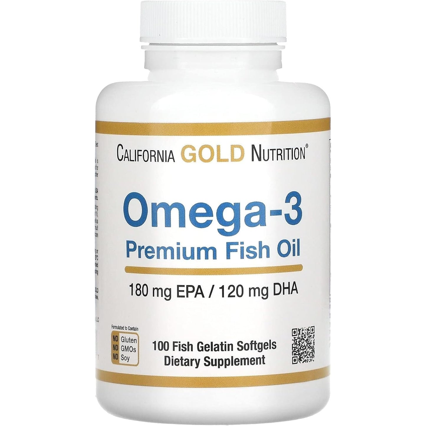 Omega-3 Premium Fish Oil by California Gold Nutrition, Concentrated Formula with EPA & DHA, Support for Optimal Lipid Profile & Immune System, Gluten Free, Non-GMO, 240 Fish Gelatin Softgels - Medaid