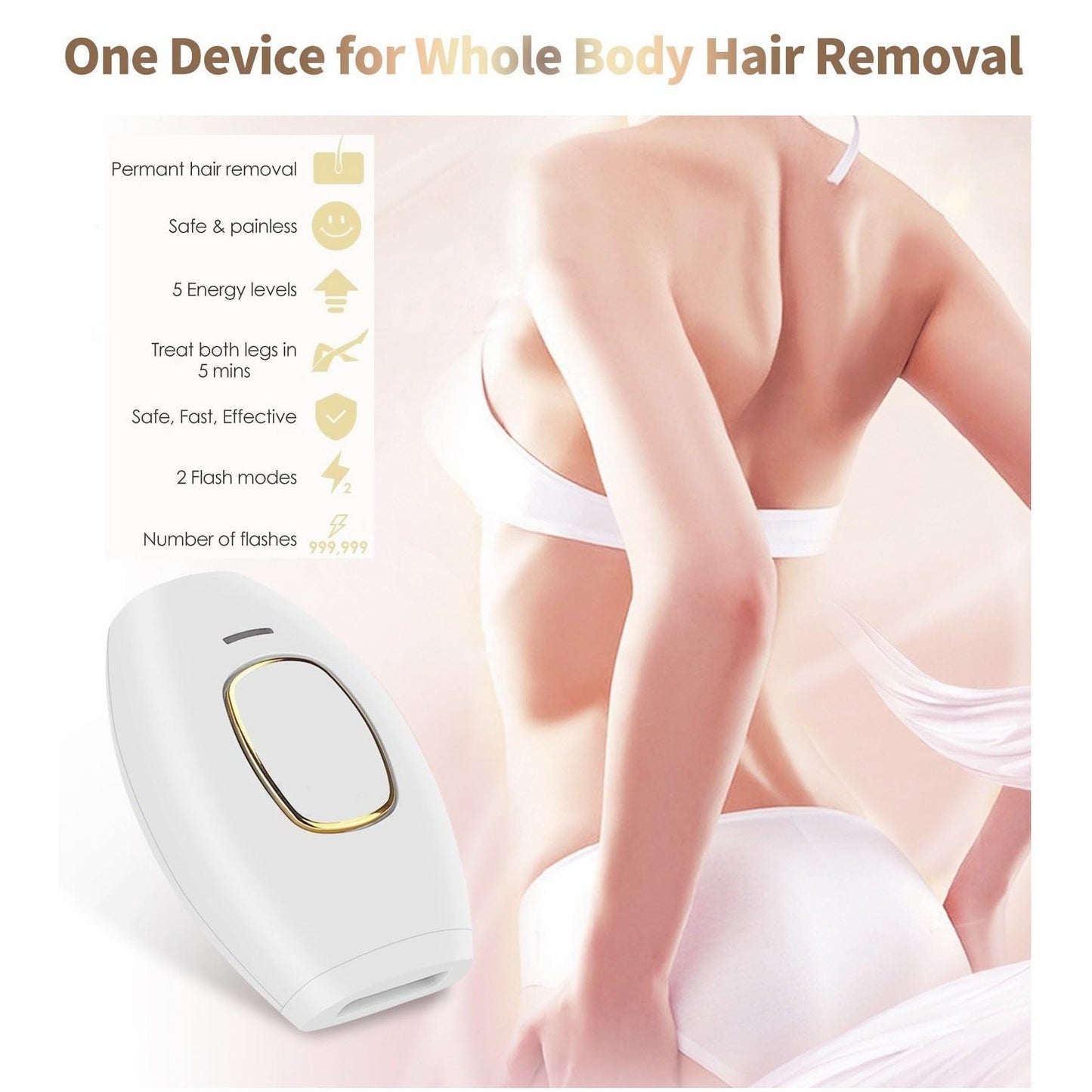 Home Use Beauty Device IPL Laser Hair Removal for Women and Men,999999 Flashes at-Home Laser Hair Removal Device - Medaid International