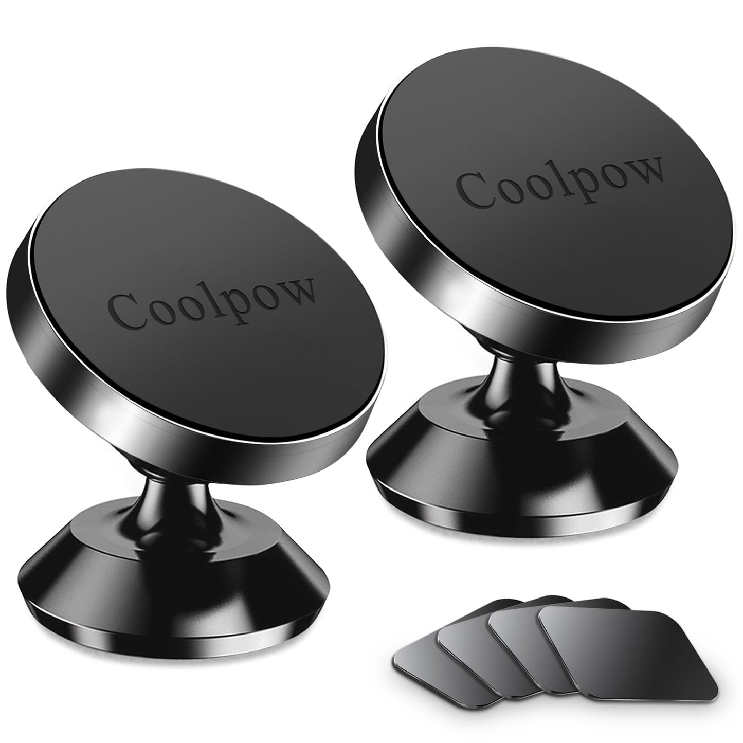 Coolpow【2 Packs 】Magnetic Phone Holder for car【Strong Magnet】phone holders for your car phone holder Mount for Car【4 Metal Plate】Universal Dash cell phone car mount for iphone Samsung car accessories - Medaid International