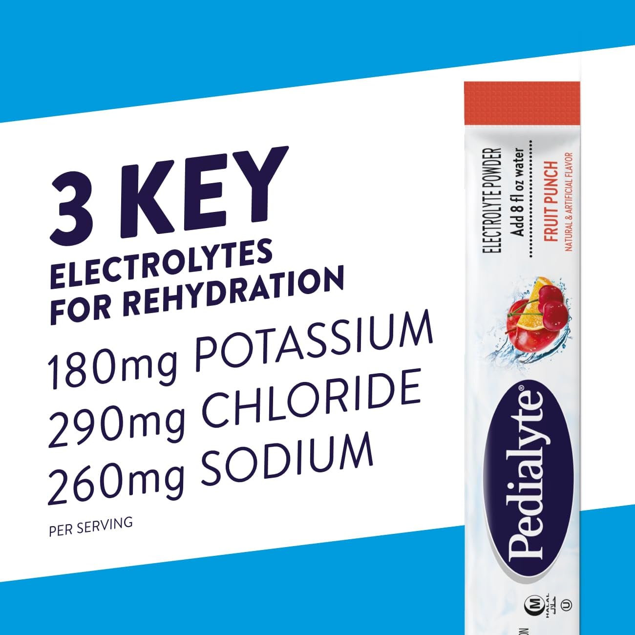 Pedialyte Electrolyte Powder Packets, Variety Pack, Hydration Drink, 8 Single-Serving Powder Packets - 8.5G each - Medaid