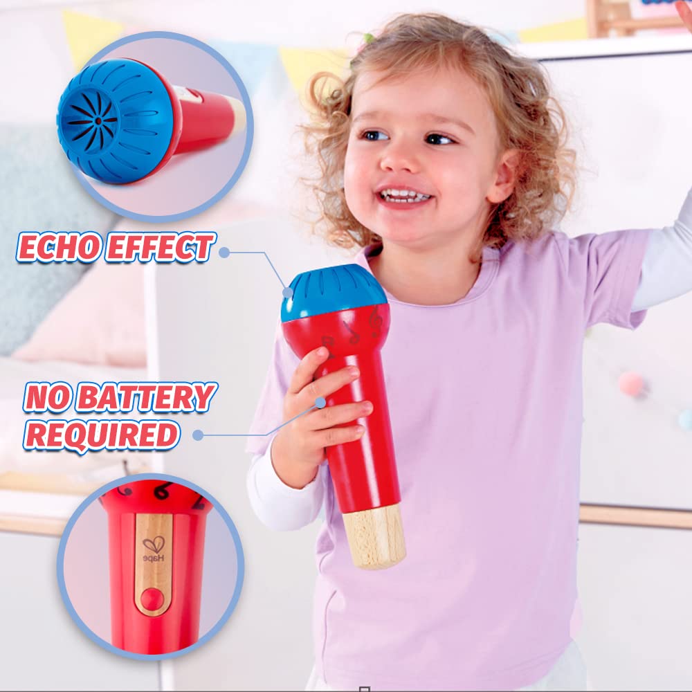 Hape Mighty Echo Microphone | Battery-Free Voice Amplifying Microphone Toy for Kids 1 Year & Up, Red, Model Number: E0337 - Medaid International