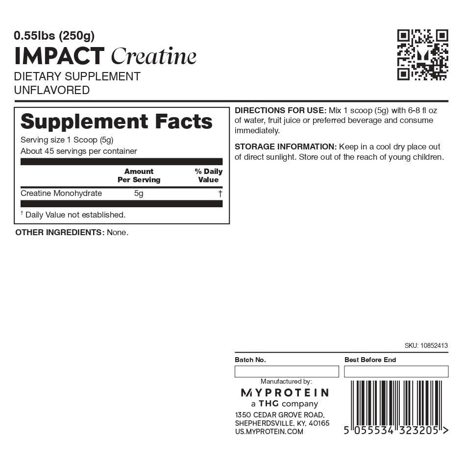 Myprotein Creatine Monohydrate Powder, 0.5 Lb (50 Servings) Pure Unflavored Creatine Powder, Post/Pre Workout Supplement for All Sports & Exercises - Medaid International
