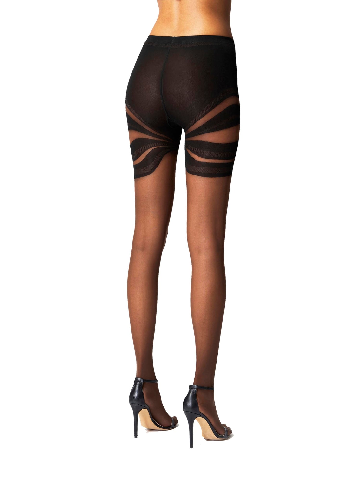 Wolford Venus Tights For Women 20 Denier Sheer-Opaque Matte Pantyhose with Dynamic Line Design Soft Waistband Circular Knit fairly light black Large - Medaid International