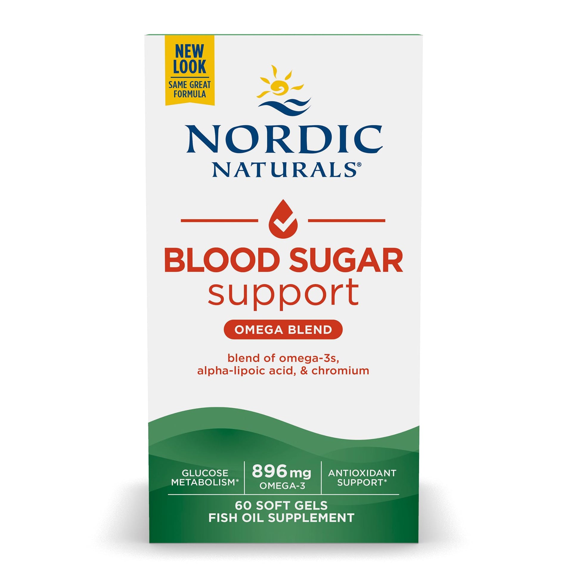 Nordic Naturals Omega Blood Sugar, Lemon - 60 Soft Gels - 896 mg Omega-3 + Alpha-Lipoic Acid & Chromium - Metabolism - Non-GMO - 30 Servings - Medaid International