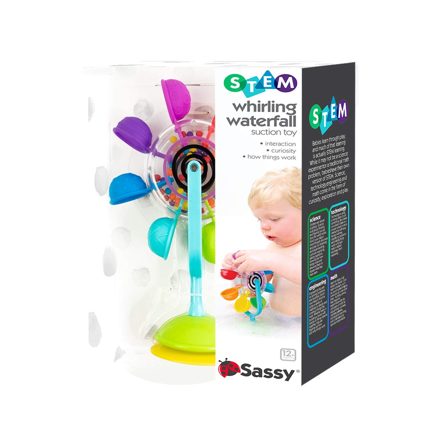 Sassy Whirling Waterfall Suction Toy for Bathtime - Stem - Ages 12+ Months, Multi - Medaid International