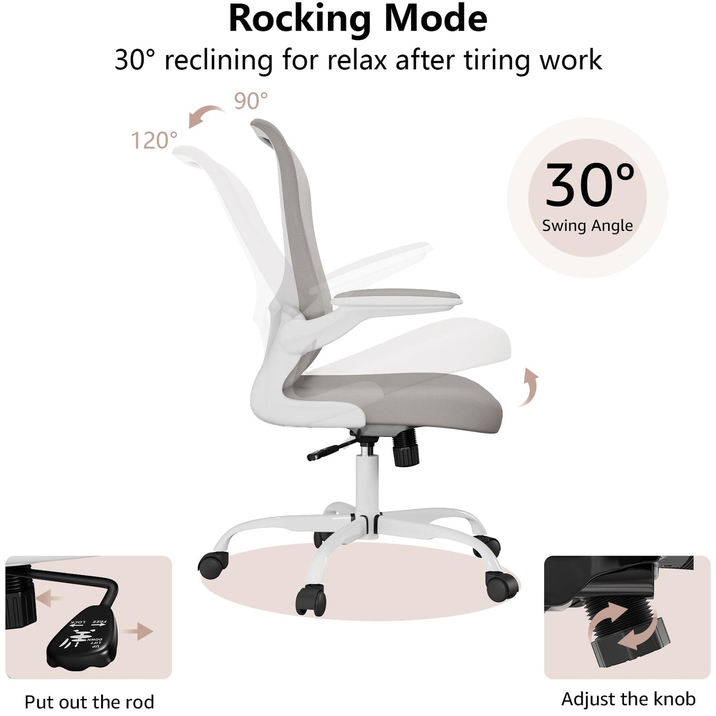 Ergonomic Office Chair, Comfort Swivel Home Office Task Chair, Breathable Mesh Desk Chair, Lumbar Support Computer Chair with Flip-up Arms and Adjustable Height - Medaid International