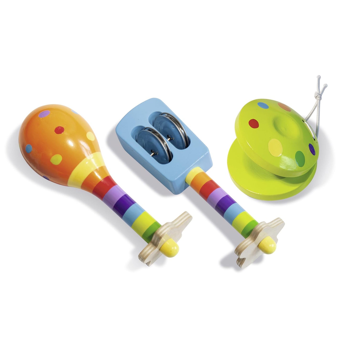 Eichhorn 100003484 Musik Set mit Includes Rattle, Maracas and Castanets, Colourful Musical Instruments Made of Wood, 3 Parts, from one Year - Medaid International