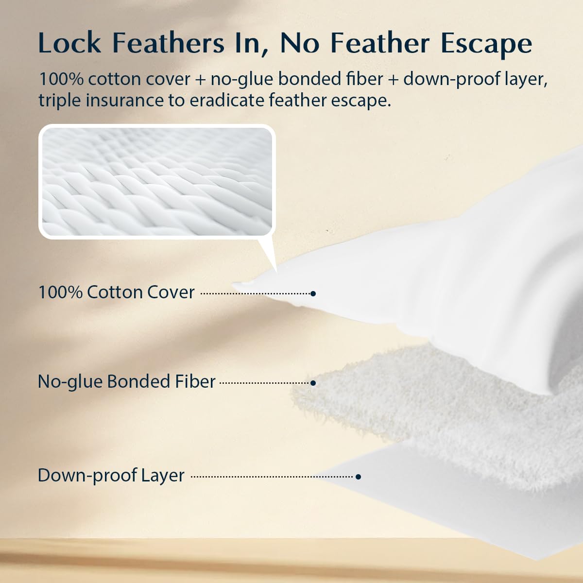 Pacific Coast Bed Pillow, Luxury Hotel Collection Goose Feather and Down Pillow for Sleeping with Classic Diamond Pattern, Medium Supportive, Standard Size 1 Pack - Medaid International