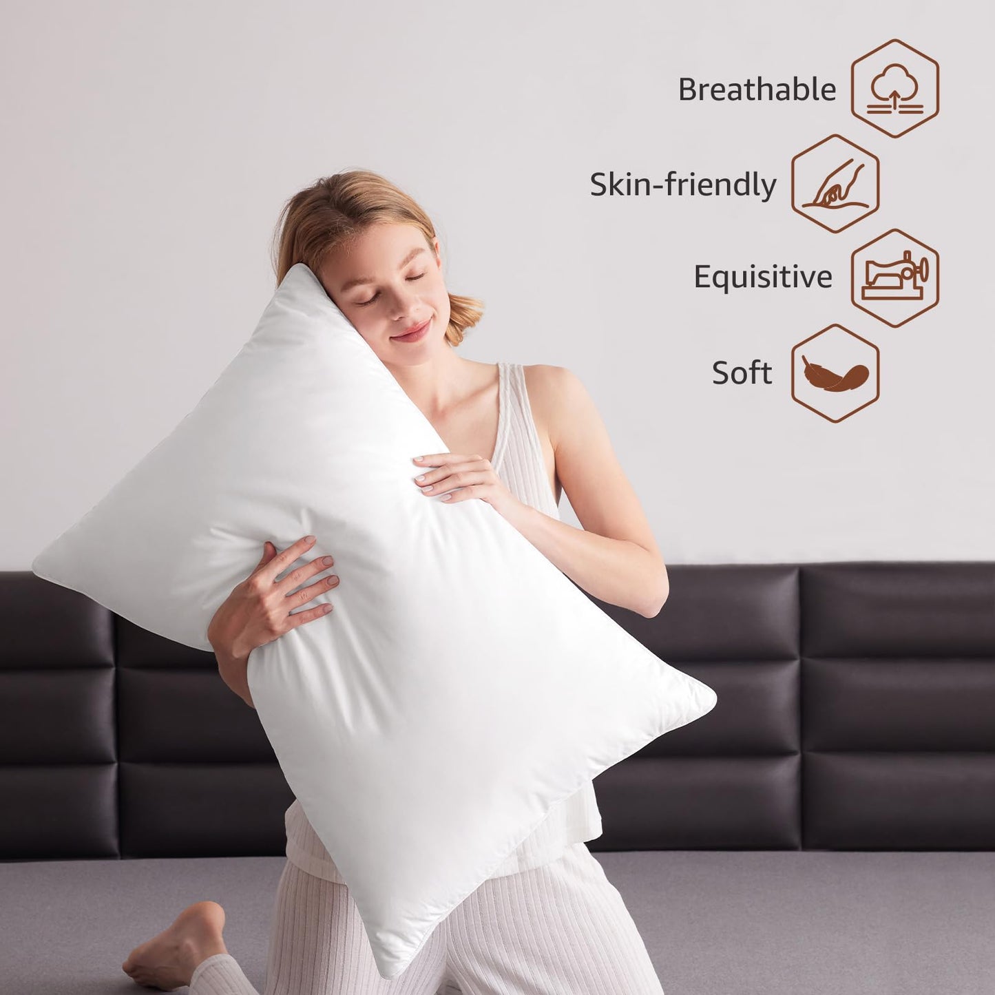 AIKOFUL Luxury Feathers Down Pillows King Size Set of 2, Hotel Quality Fluffy Bed Pillows, Soft Pillows for Sleeping, Organic Cotton Cover(20x36”, Pack of 2) - Medaid International