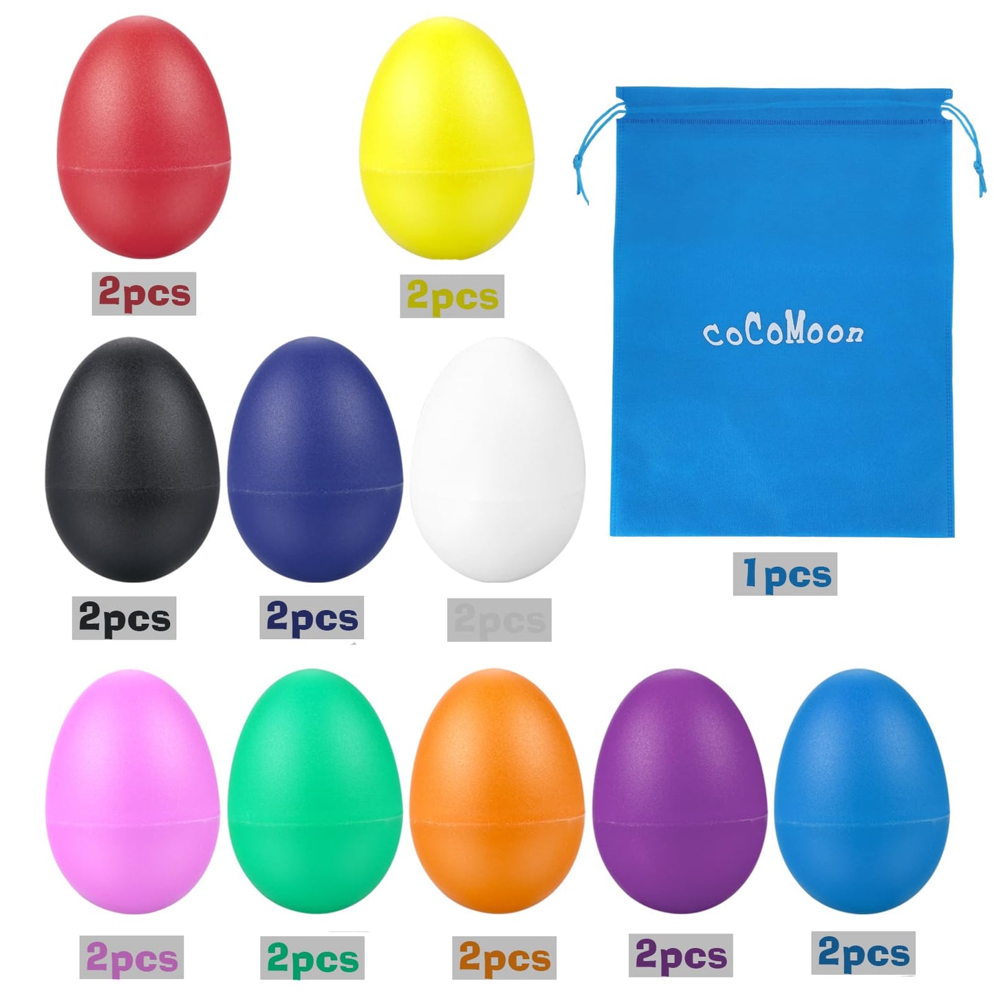 COCOMOON Egg Shakers Musical Instruments for Babies- 20Pcs Musical Maracas Percussion Instrument (10 Colors) Easter Egg Plastic Egg Shakers Kids Toys - Medaid International