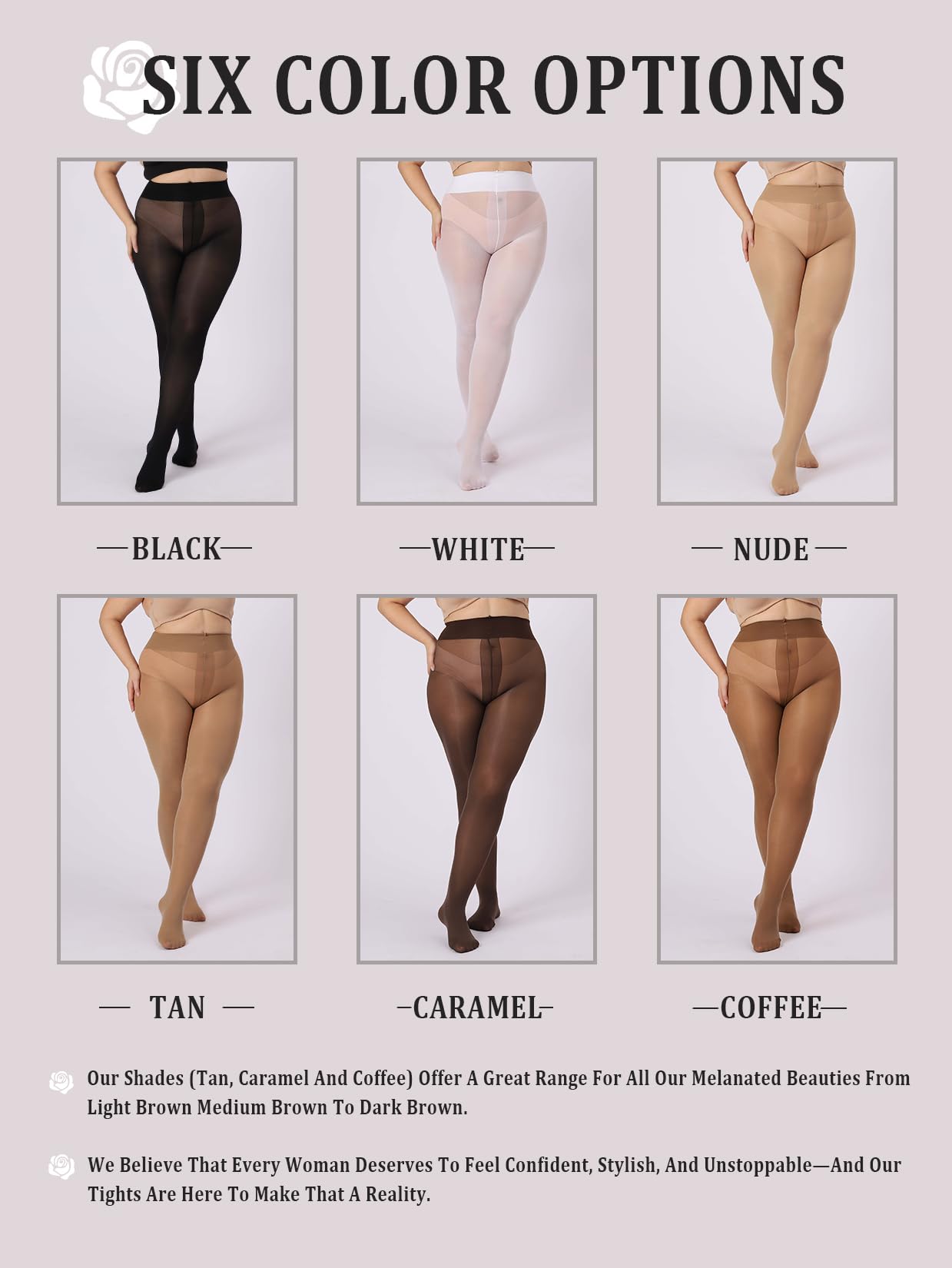 ARMOROSE Plus Size Ultra Strong Tights for Women, 40D T-Croth Semi-Sheer Pantyhose Rip-Resist High Waist Stockings - Medaid International