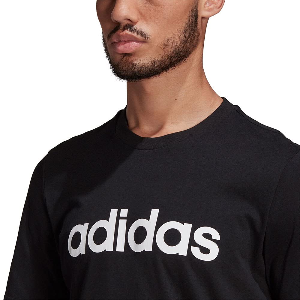 adidas Essentials Linear Logo Mens Short Sleeve Cotton T-Shirt Black/White - M - Medaid International