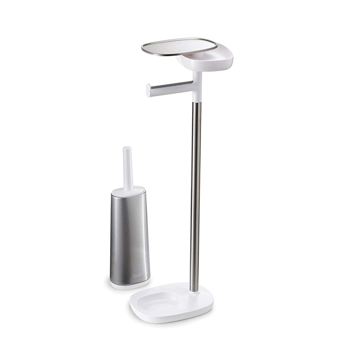 Joseph Joseph EasyStore Butler Toilet Paper Holder Stand and Flex Toilet Brush with Shelf and Drawer, Stainless Steel - Medaid International
