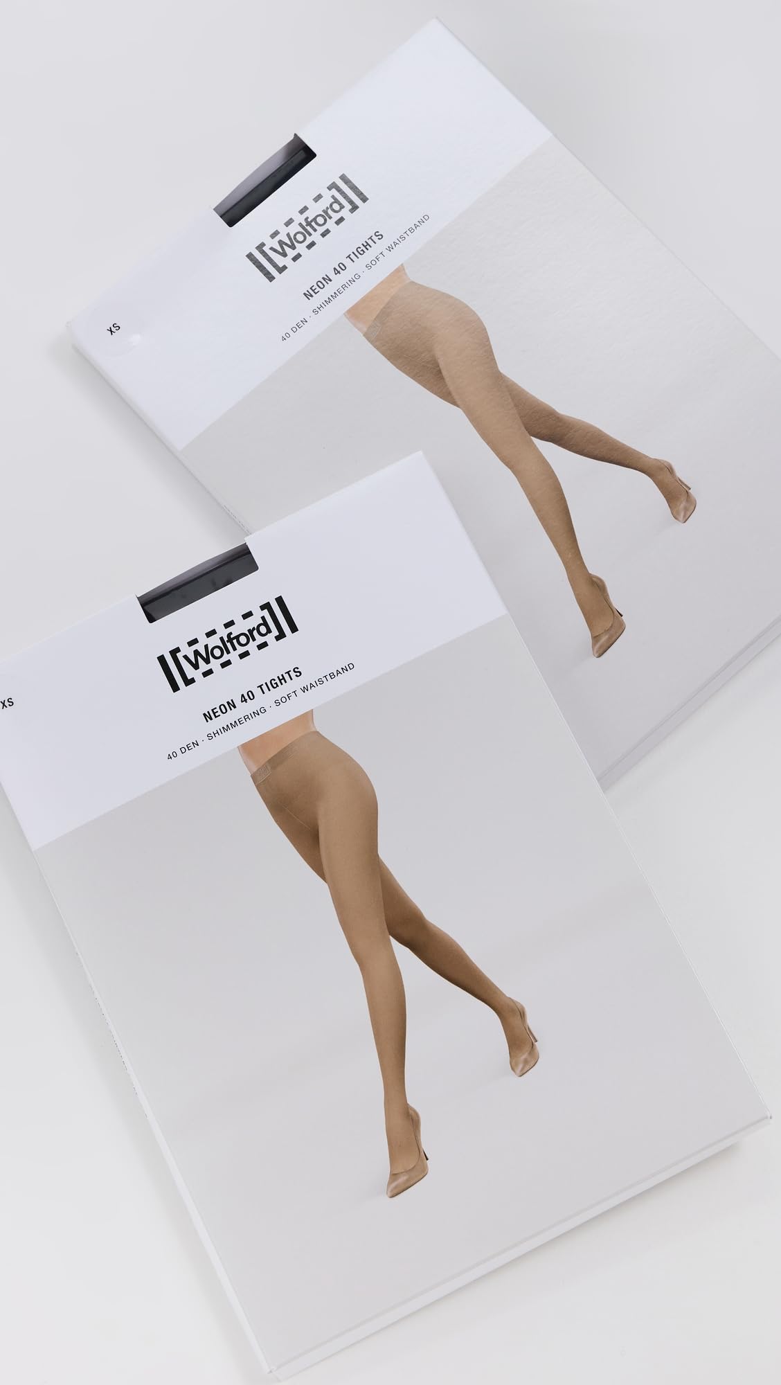Wolford Neon 40 Den Duo Pack Tights For Women Shiny Semi Sheer Pantyhose With Soft Waistband Glossy Finish Black Size Large - Medaid International