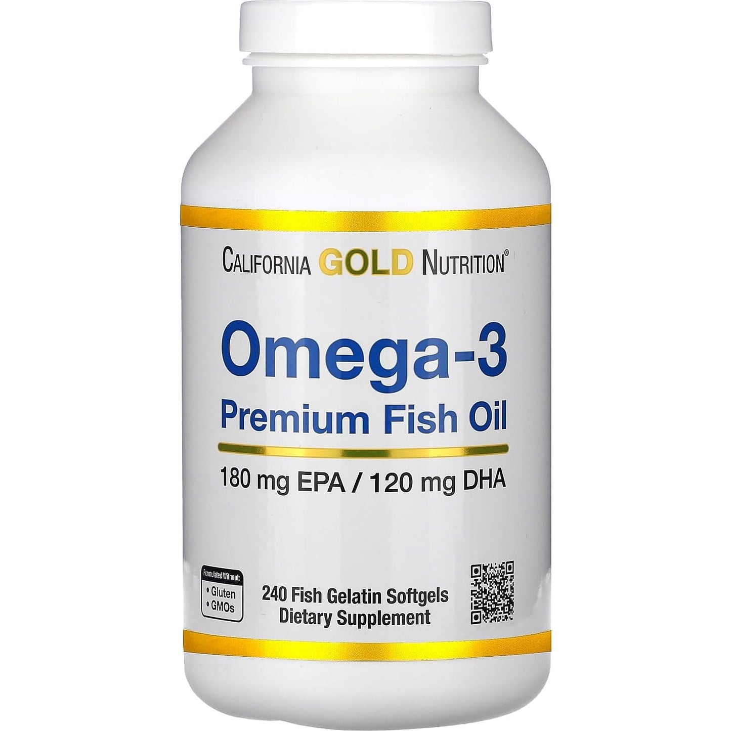 Omega-3 Premium Fish Oil by California Gold Nutrition, Concentrated Formula with EPA & DHA, Support for Optimal Lipid Profile & Immune System, Gluten Free, Non-GMO, 100 Fish Gelatin Softgels - Medaid International