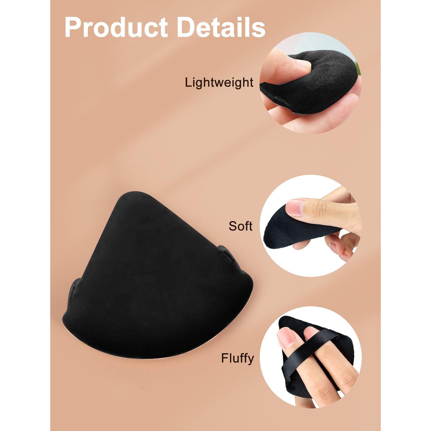 6 Pieces Powder Puff Face Soft Triangle Makeup Puff for Loose Powder Mineral Cosmetic Foundation Blender Sponge Beauty Makeup Tools(Black) - Medaid International